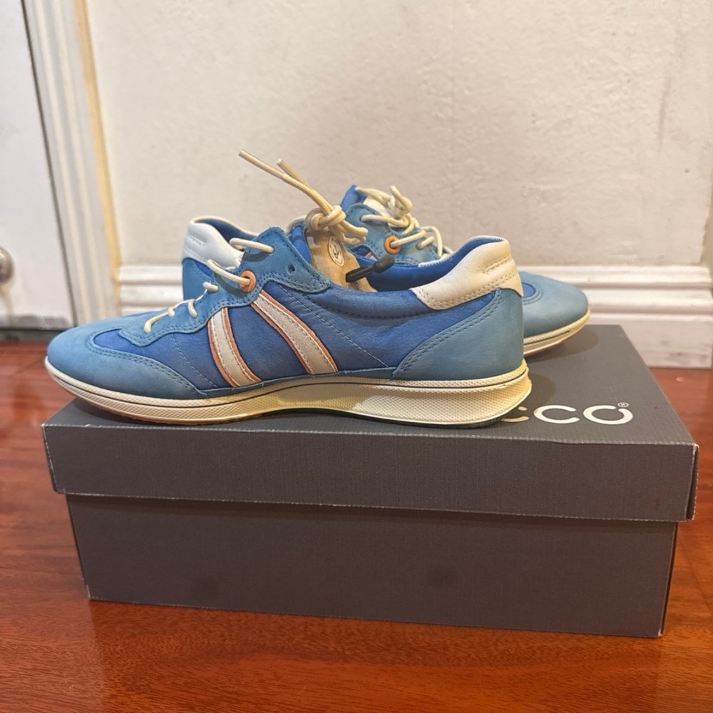 Ecco Blue and White Sneakers Brand New